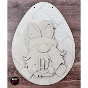Easter Egg with Bunny Gnome HI Door Hanger | DIY Kit | Unfinished