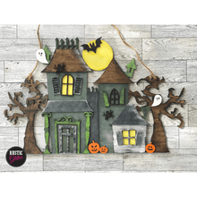 Load image into Gallery viewer, Haunted House Door Hanger | DIY Kit | Unfinished
