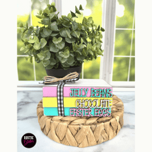 Load image into Gallery viewer, Jelly Beans, Chocolate, Easter Eggs Easter Interchangeable Front for Stack of Books | DIY | Unfinished
