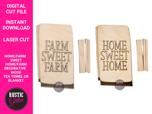 Home/Farm Sweet Home/Farm Interchangeable Decorative Wood Tea Towel or Blanket File | SVG CUT FILE