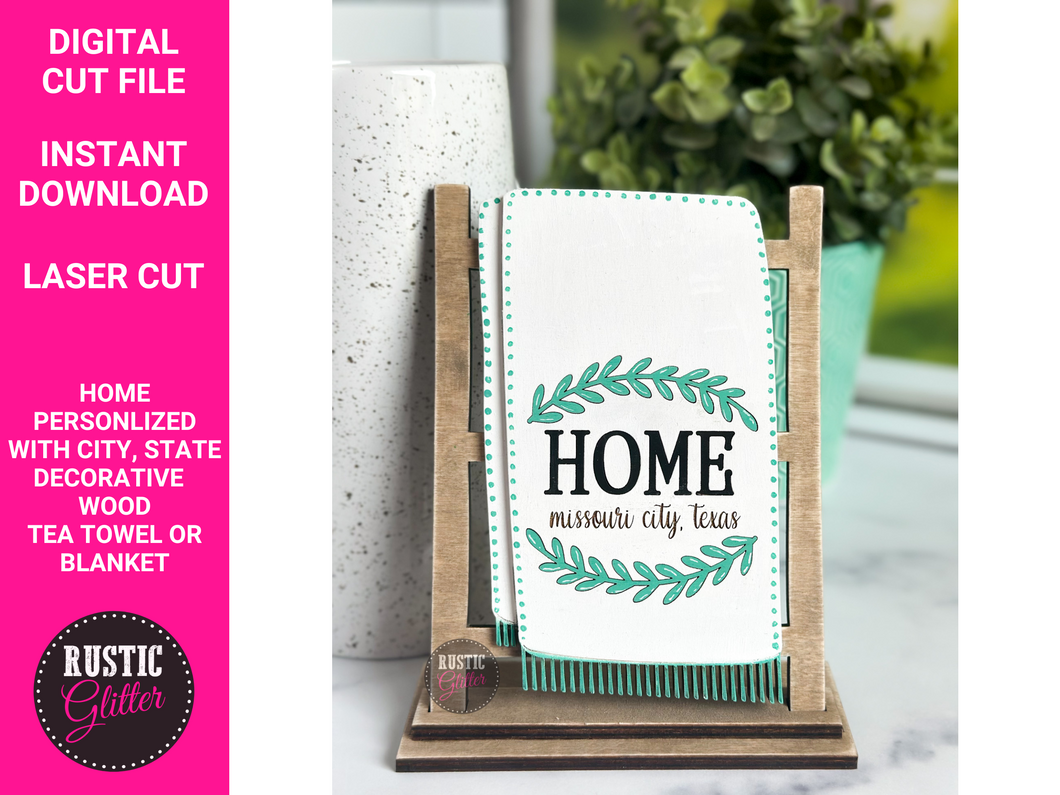 Home/Farm Personalized Interchangeable Decorative Wood Tea Towel or Blanket File | SVG CUT FILE