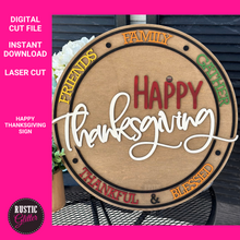 Load image into Gallery viewer, Happy Thanksgiving Sign File | SVG CUT FILE
