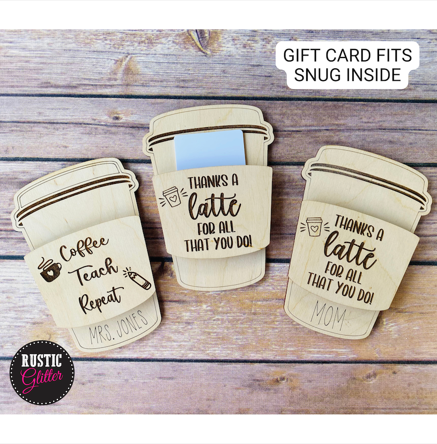 Coffee Cup Gift Card Holder, Personalized