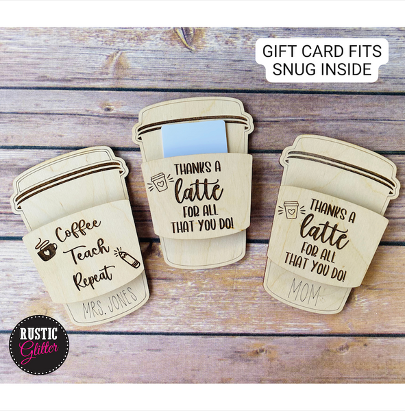 Thanks A Latte Coffee Cup Gift Card Holder, Cutting Machine & Laser  Cutting Designs