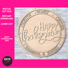 Load image into Gallery viewer, Happy Thanksgiving Sign File | SVG CUT FILE
