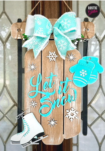 Let it Snow Sled Door Hanger | PAINTED
