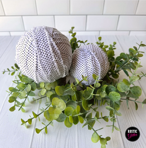 Fabric Rag Ball White with Black Polka Dots