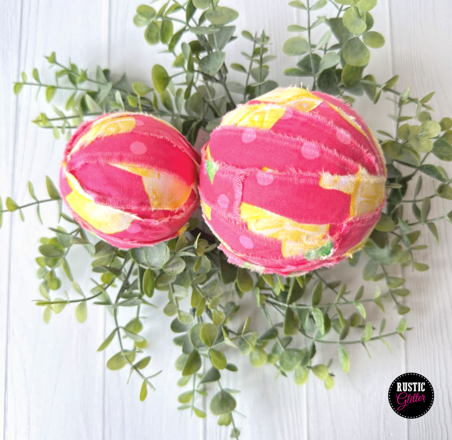 Fabric Rag Ball Lemon Print