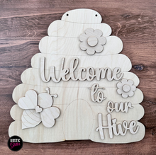 Load image into Gallery viewer, Welcome to our Hive Door Hanger | DIY Kit | Unfinished
