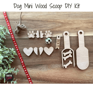 Dog Mini Wooden Scoop | Personalized | Gift Tag | Ornament | Tiered Tray Decor | Treat Jar Garland | DIY KIT