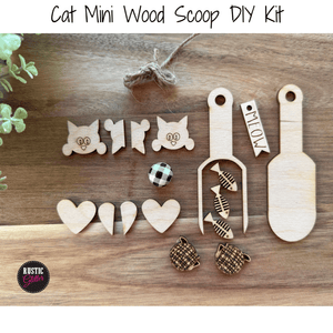 Cat Mini Wooden Scoop | Personalized | Gift Tag | Ornament | Tiered Tray Decor | Treat Jar Garland | DIY KIT