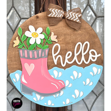 Load image into Gallery viewer, Spring Rainboots Hello Door Hanger | DIY Kit | Unfinished
