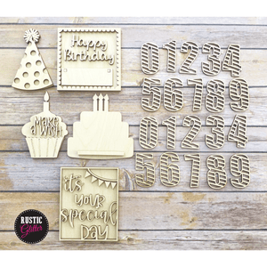 Birthday Tiered Tray Theme | DIY Kit | Unfinished