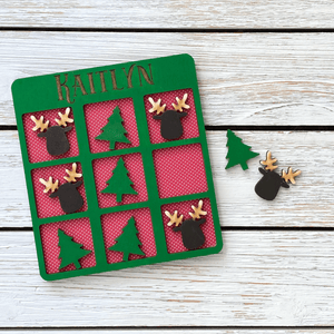 Personalized Christmas Tic Tac Toe Game Kit |  Stocking Stuffer | Unfinished