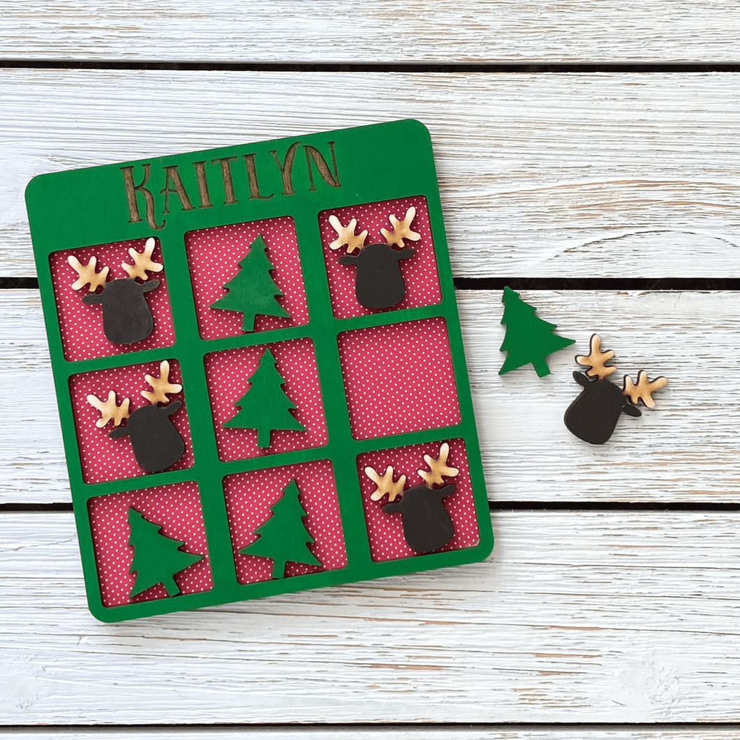 Personalized Christmas Tic Tac Toe Game Kit |  Stocking Stuffer | Unfinished
