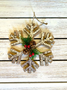 Snowflake Ornament with Pine Cones